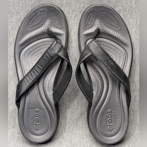 Crocs Flip Flop Thong Sandals Size W7 Grey Black